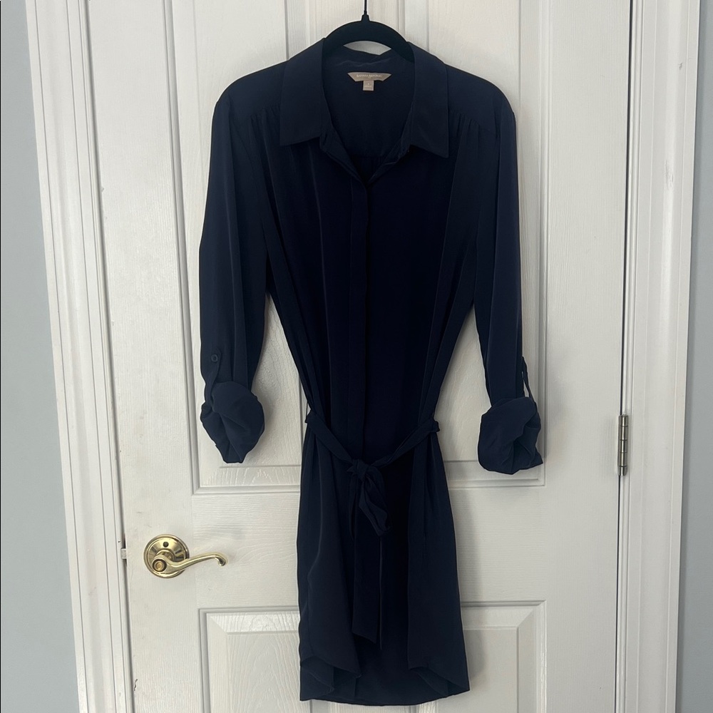 Banana Republic Elegant Navy Long Sleeve Dress